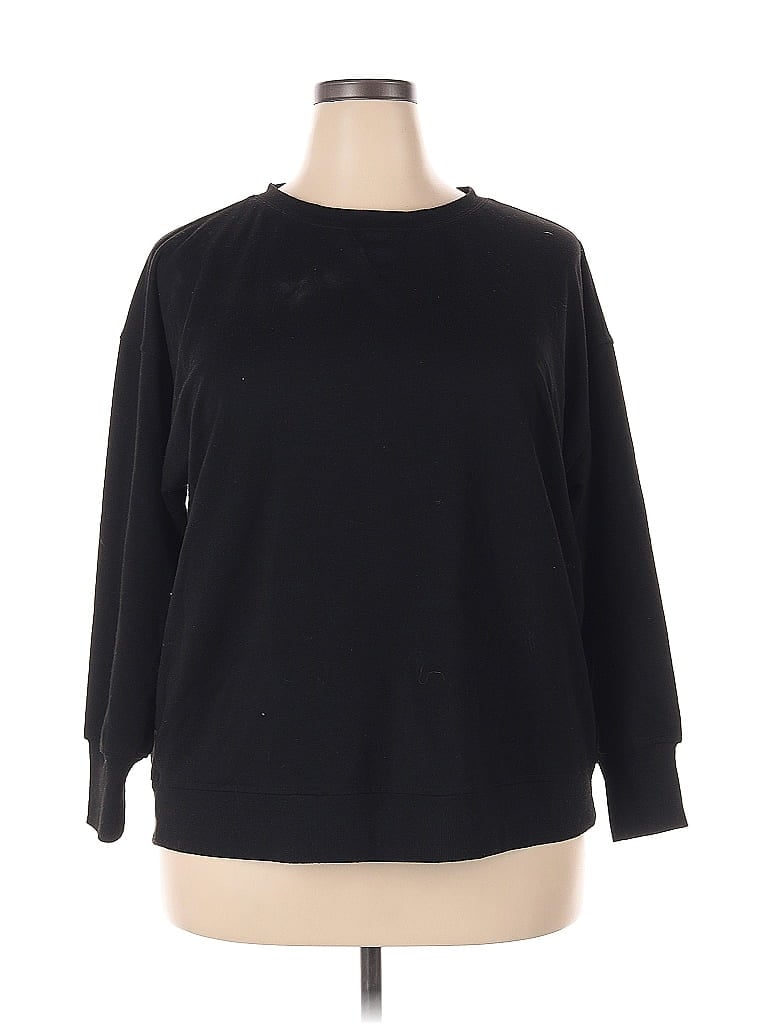 Pre-owned Eloquii Long Sleeve Top Black Crew Neck Tops