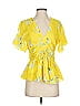 Tanya Taylor Floral Yellow Short Sleeve Blouse Size 6 - photo 1