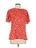 Banana Republic 100% Polyester Floral Red Short Sleeve T-Shirt Size 10 - photo 1