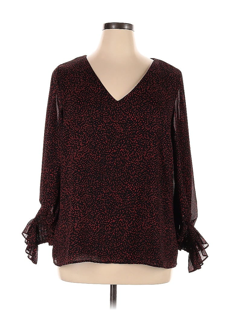 Pre-owned Vince Camuto 3/4 Sleeve Blouse In Burgundy