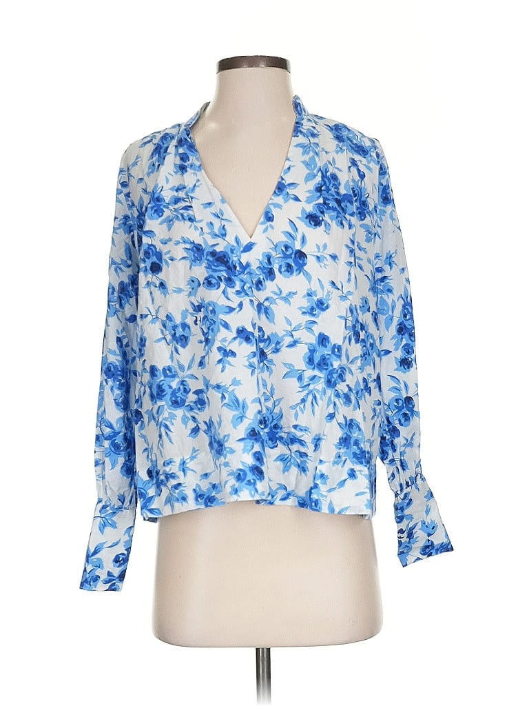 mille Resort & Travel 100% Cotton Floral Blue 3/4 Sleeve Blouse Size XS - photo 1