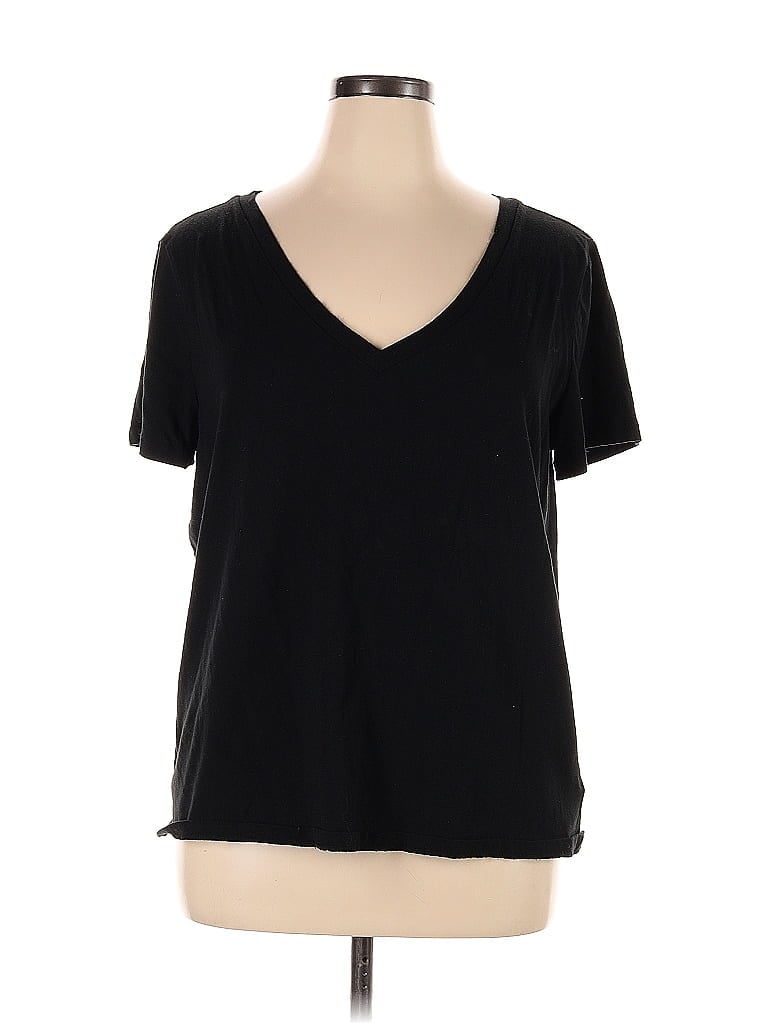 Pre-owned Gap Short Sleeve Top Black V Neck Tops