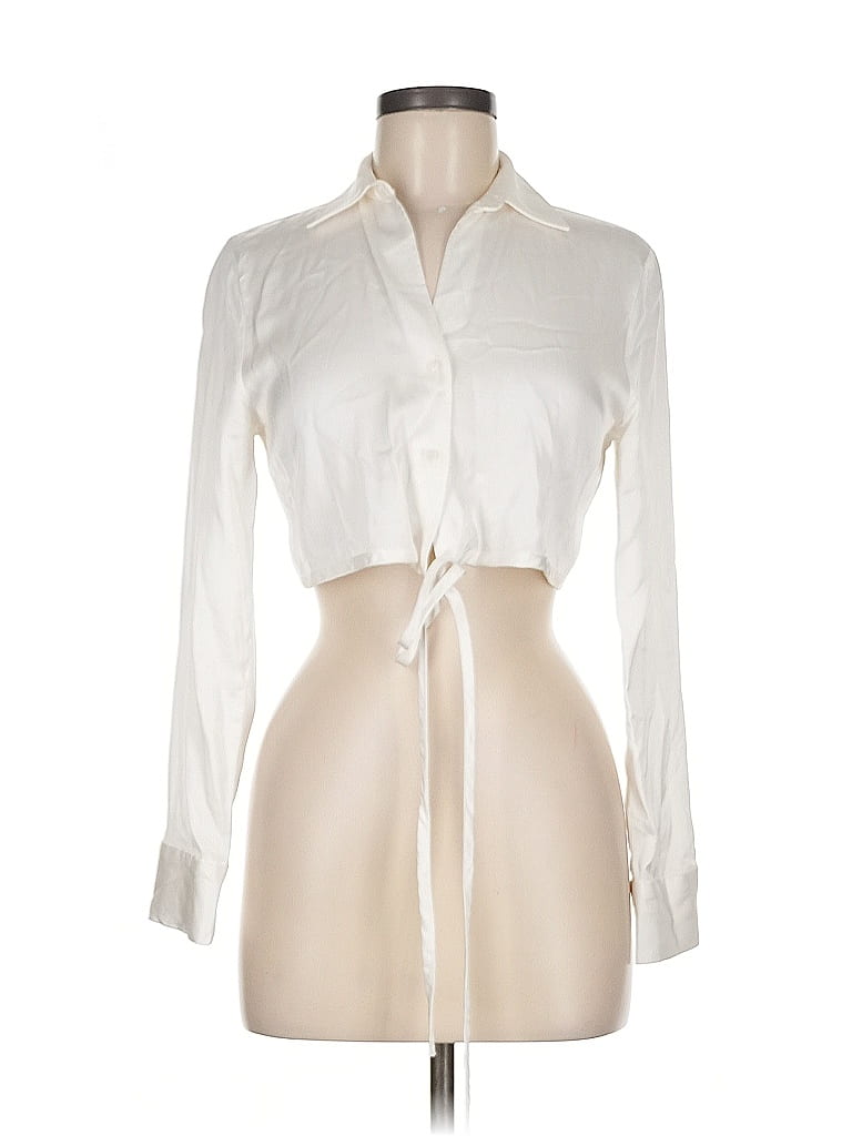 Pre-owned Zara Long Sleeve Blouse In White