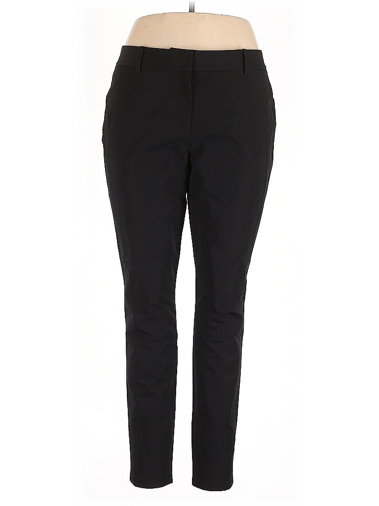 eShakti Solid Black Casual Pants Size XL (estimated) - photo 1