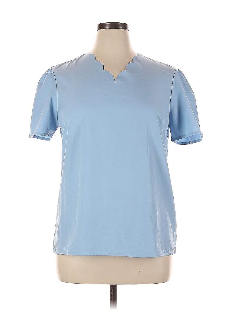 Pre-owned Unbranded Short Sleeve Blouse In Blue