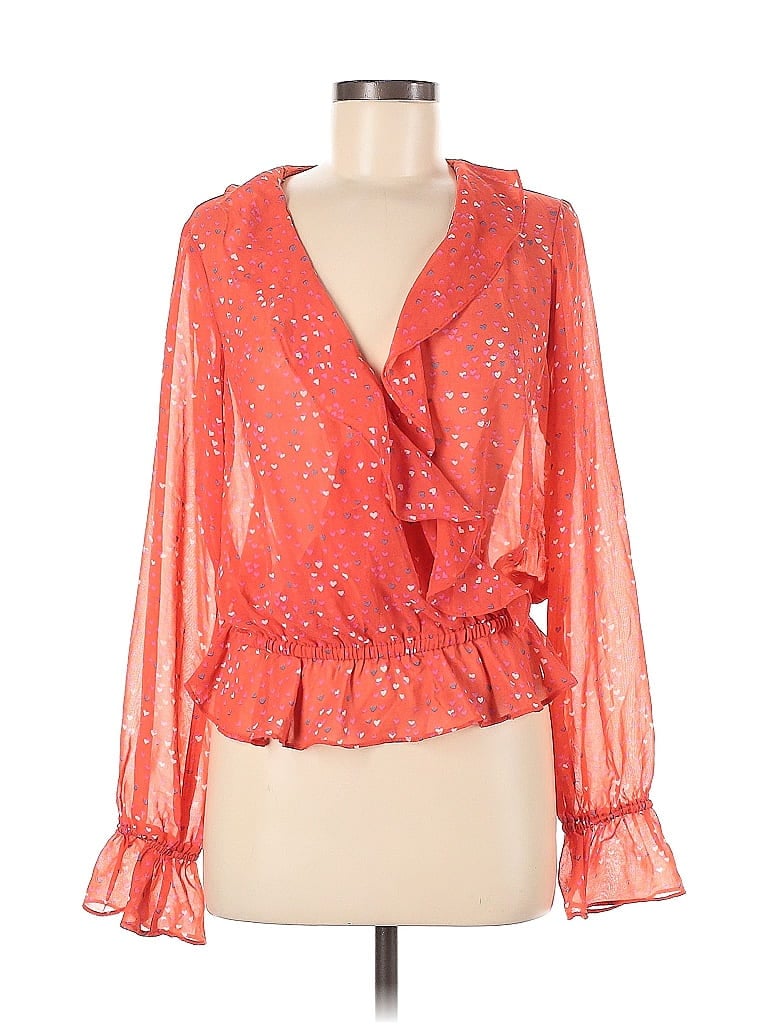 Pre-owned Willow & Clay Long Sleeve Blouse In Orange