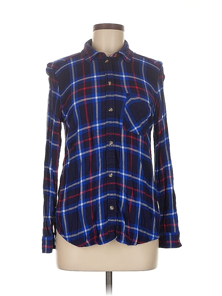 Pre-owned American Eagle Outfitters Long Sleeve Button Down Shirt In Blue