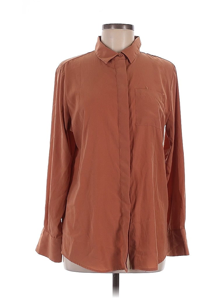 Pre-owned Nine West Long Sleeve Blouse In Brown