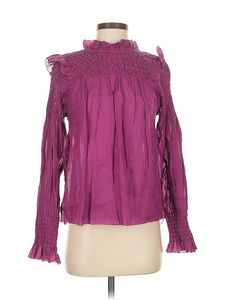 Sea New York 100% Ramie Purple Long Sleeve Blouse Size S - photo 1