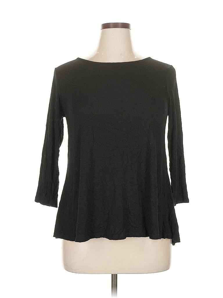 Pre-owned Cable & Gauge 3/4 Sleeve Top Black Boatneck Tops