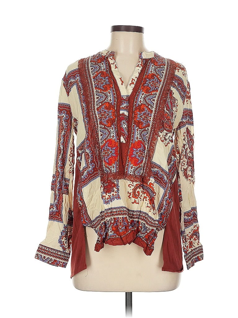 Tiny 100% Rayon Burgundy Long Sleeve Blouse Size M - photo 1