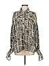 Gracia 100% Polyester Houndstooth Gray Long Sleeve Blouse Size M - photo 1
