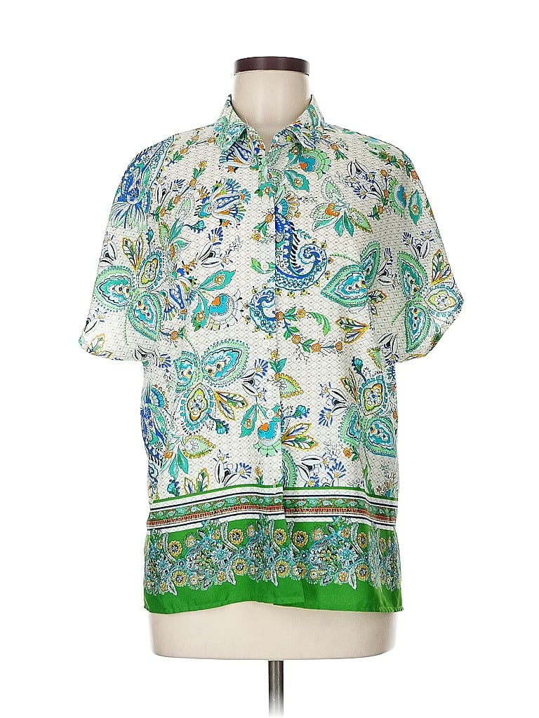 Pre-owned J By Joie Short Sleeve Blouse In Green