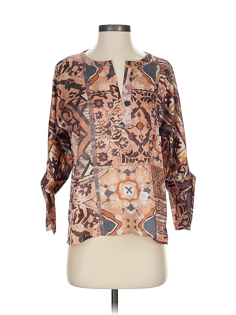 Pre-owned Chico's 3/4 Sleeve Blouse In Brown