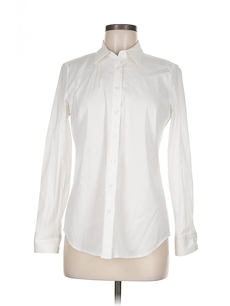 Ann Taylor Ivory Long Sleeve Button-Down Shirt Size 8 (petite) - photo 1