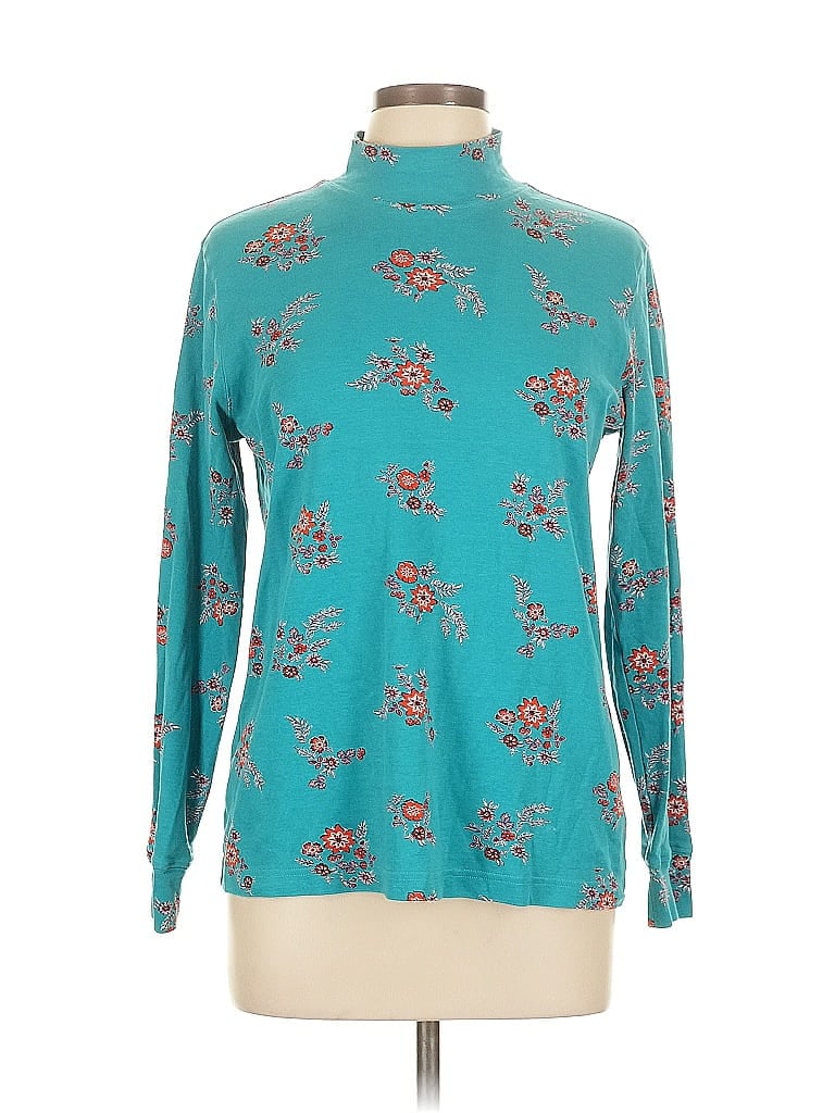 Pre-owned Lands' End Long Sleeve Blouse In Blue