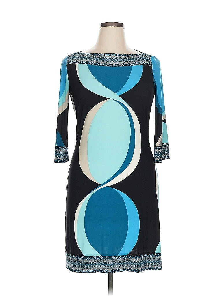 Donna Morgan Graphic Teal Casual Dress Size 14 - photo 1