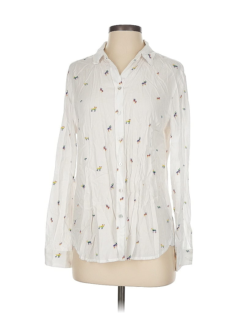 Pre-owned Jane And Delancey Long Sleeve Blouse In White