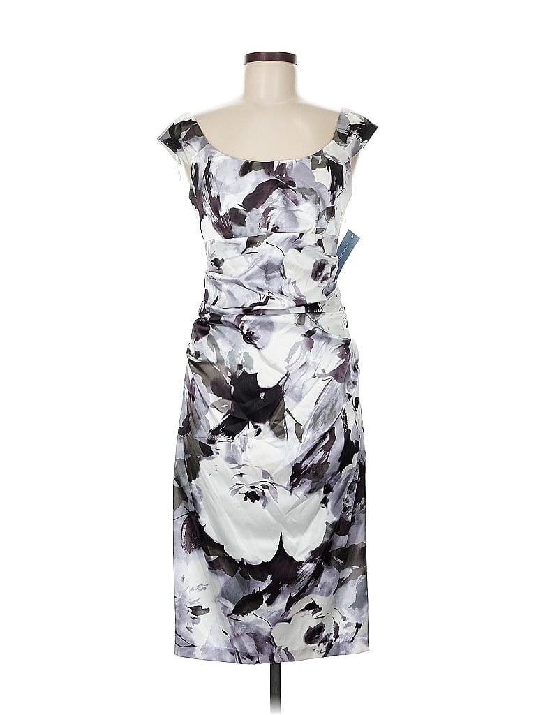 London Times Print Gray Cocktail Dress Size 6 - photo 1