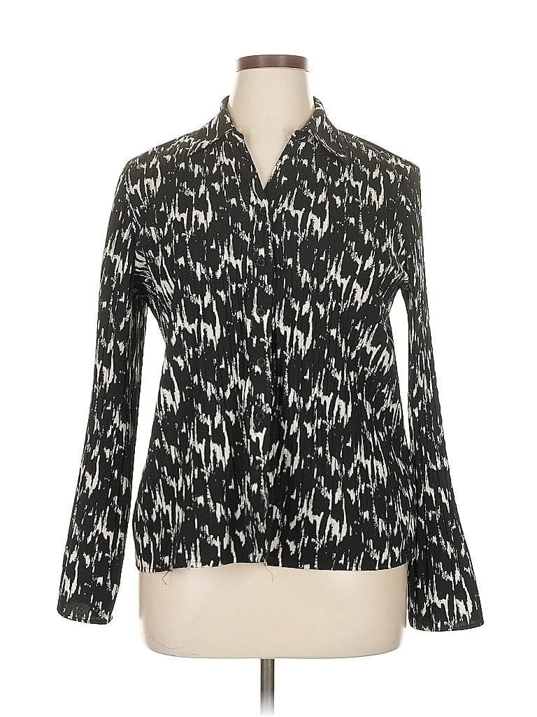 Pre-owned Fred David Long Sleeve Blouse In Black