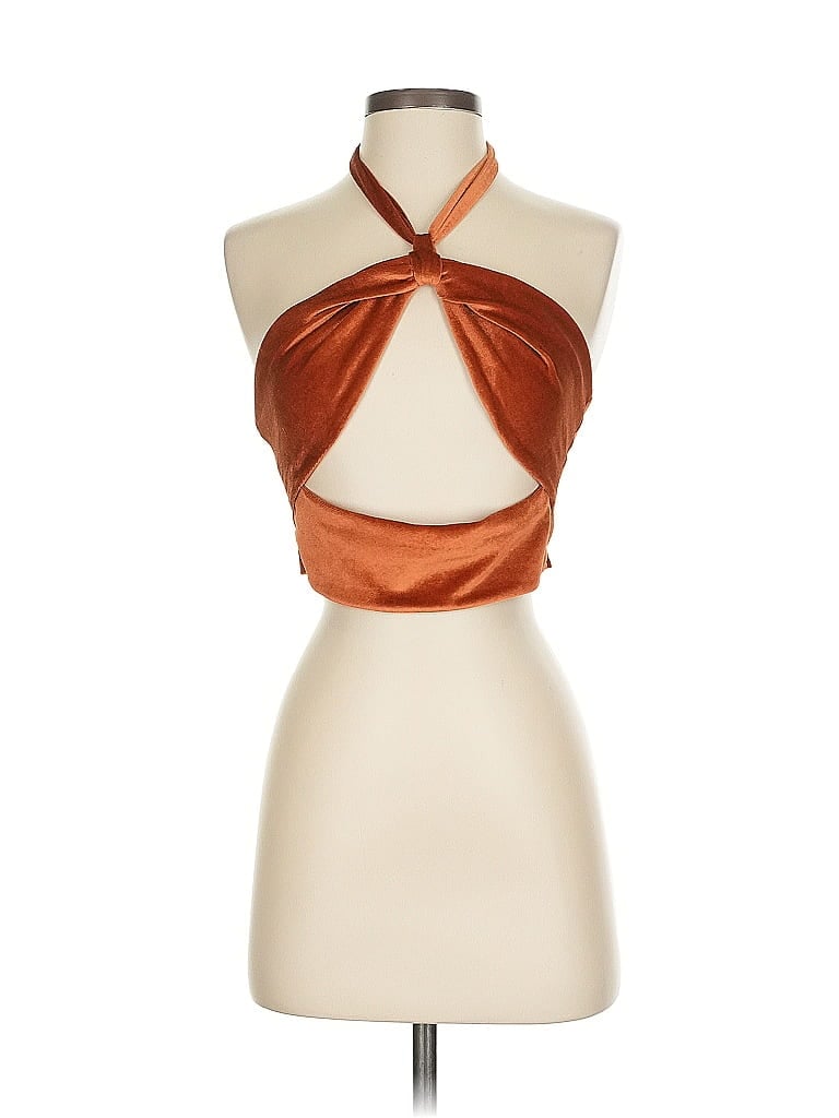 Pre-owned Pretty Garbage Tank Top Orange Halter Neckline Tops