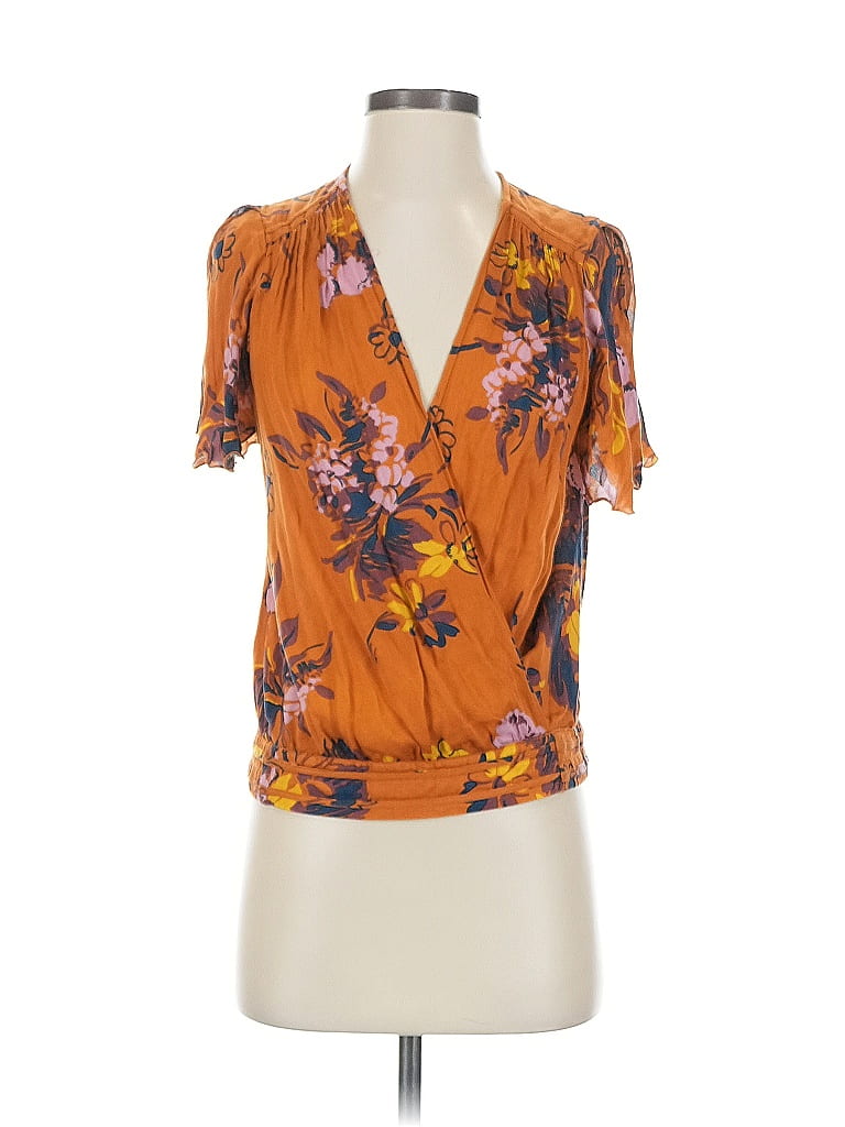 Tiny 100% Rayon Orange Short Sleeve Blouse Size S - photo 1