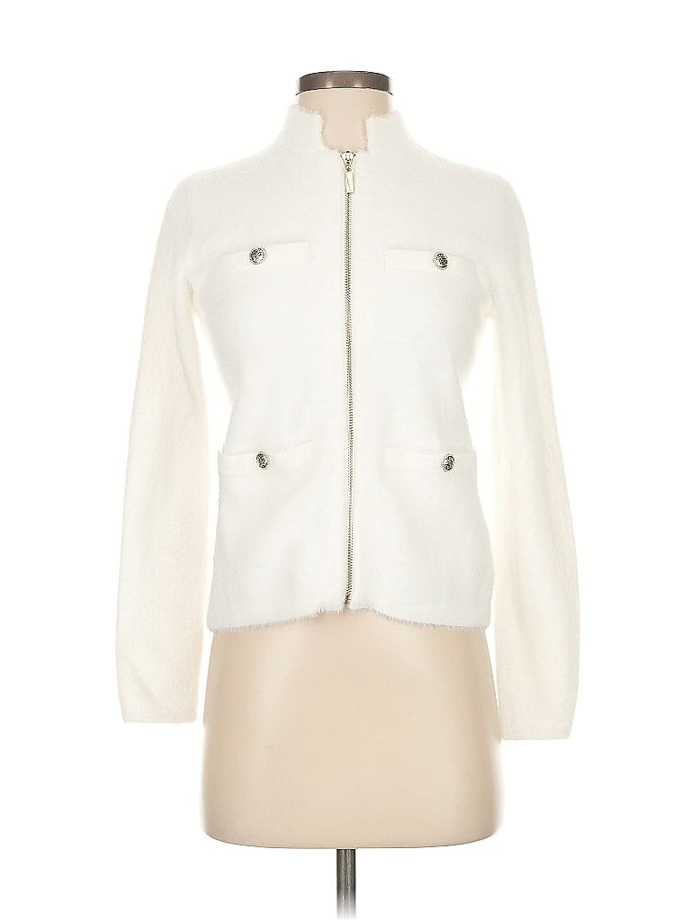 Pre-owned Adrienne Vittadini Cardigan Sweater In White