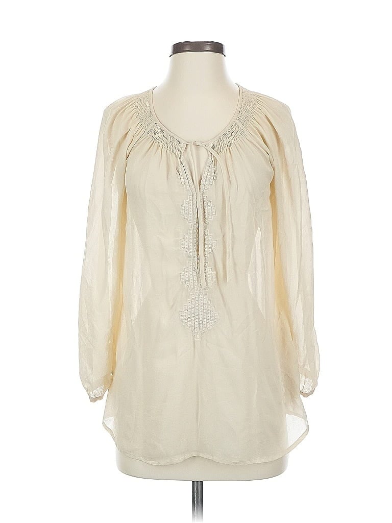 Joie 100% Silk Ivory Long Sleeve Silk Top Size S - photo 1