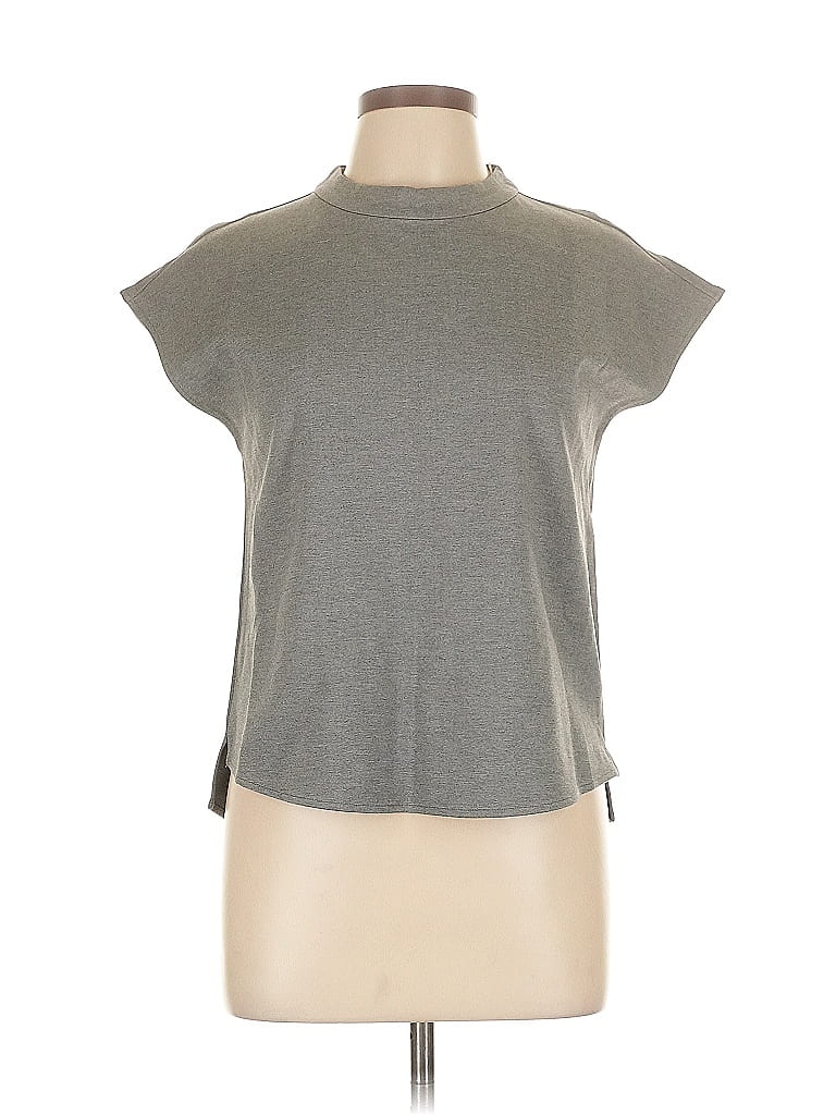 Pre-owned Assorted Brands Short Sleeve Top Gray Mock Neckline Tops
