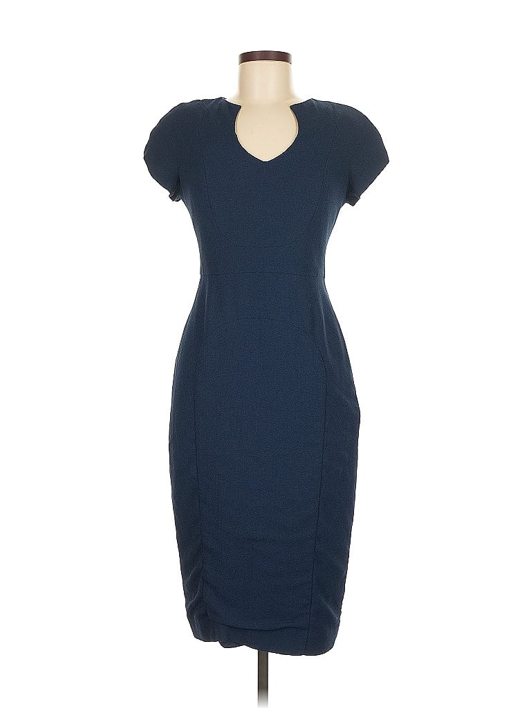 Black Halo Solid Blue Casual Dress Size 6 - photo 1