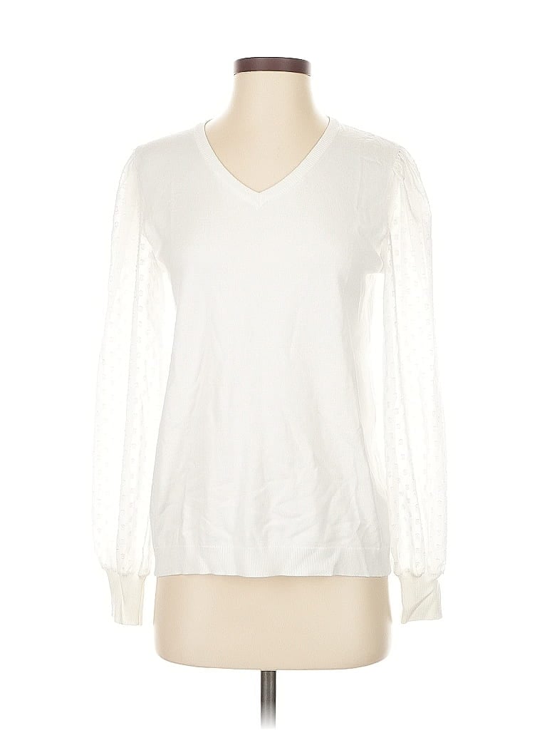Pre-owned Adrianna Papell Pullover Sweater In White