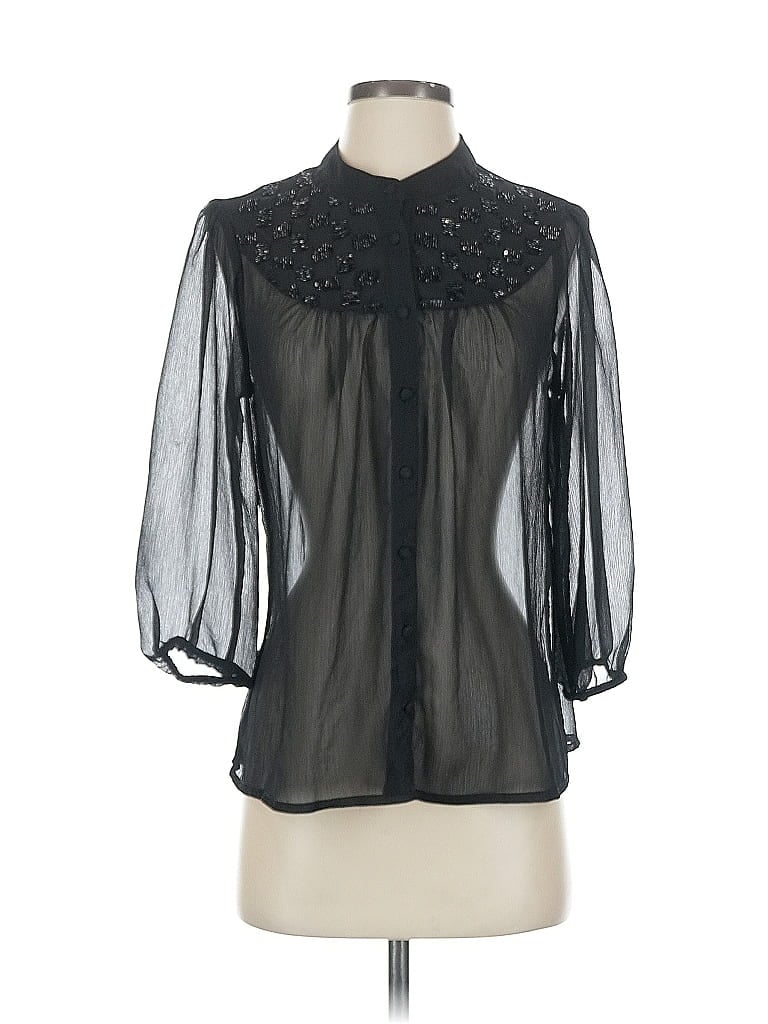 Pre-owned Romeo & Juliet Couture 3/4 Sleeve Blouse In Black
