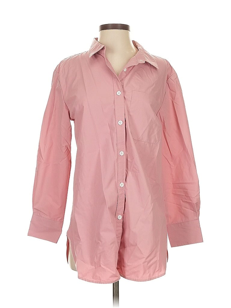 Pre-owned Unbranded 3/4 Sleeve Button Down Shirt In Pink