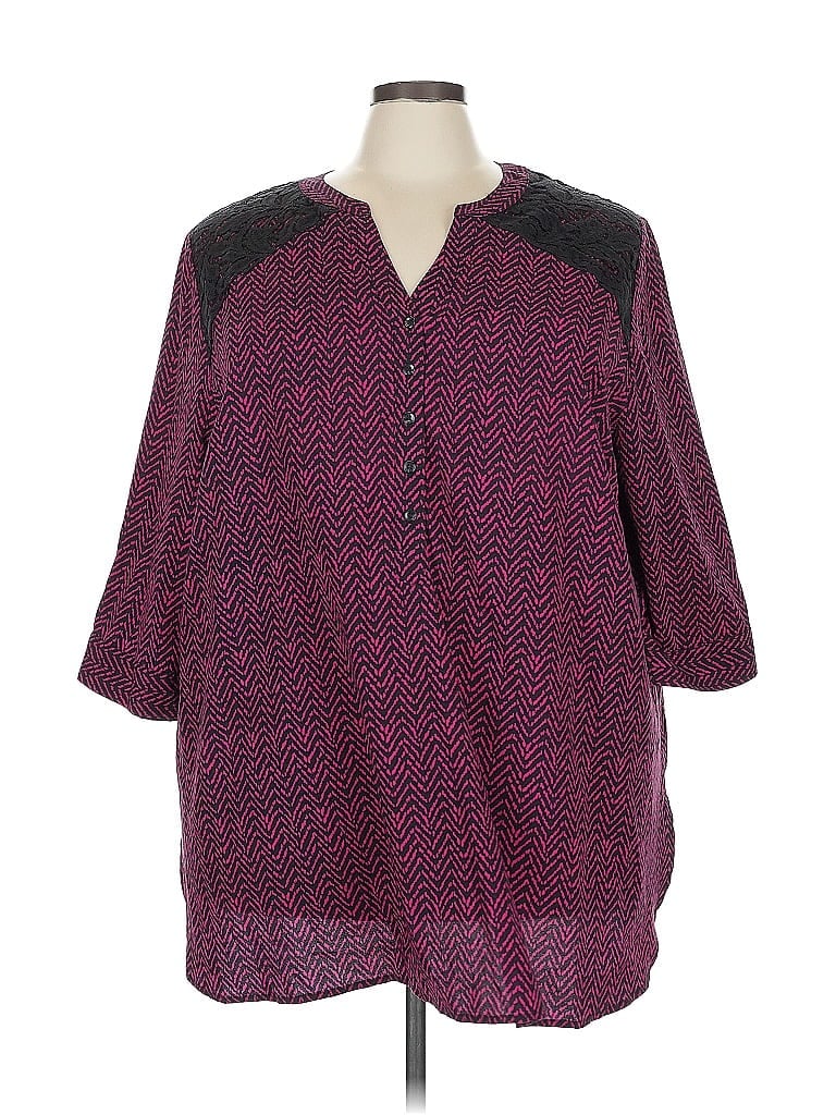 Catherines 100% Polyester Burgundy 3/4 Sleeve Blouse Size 3X - photo 1