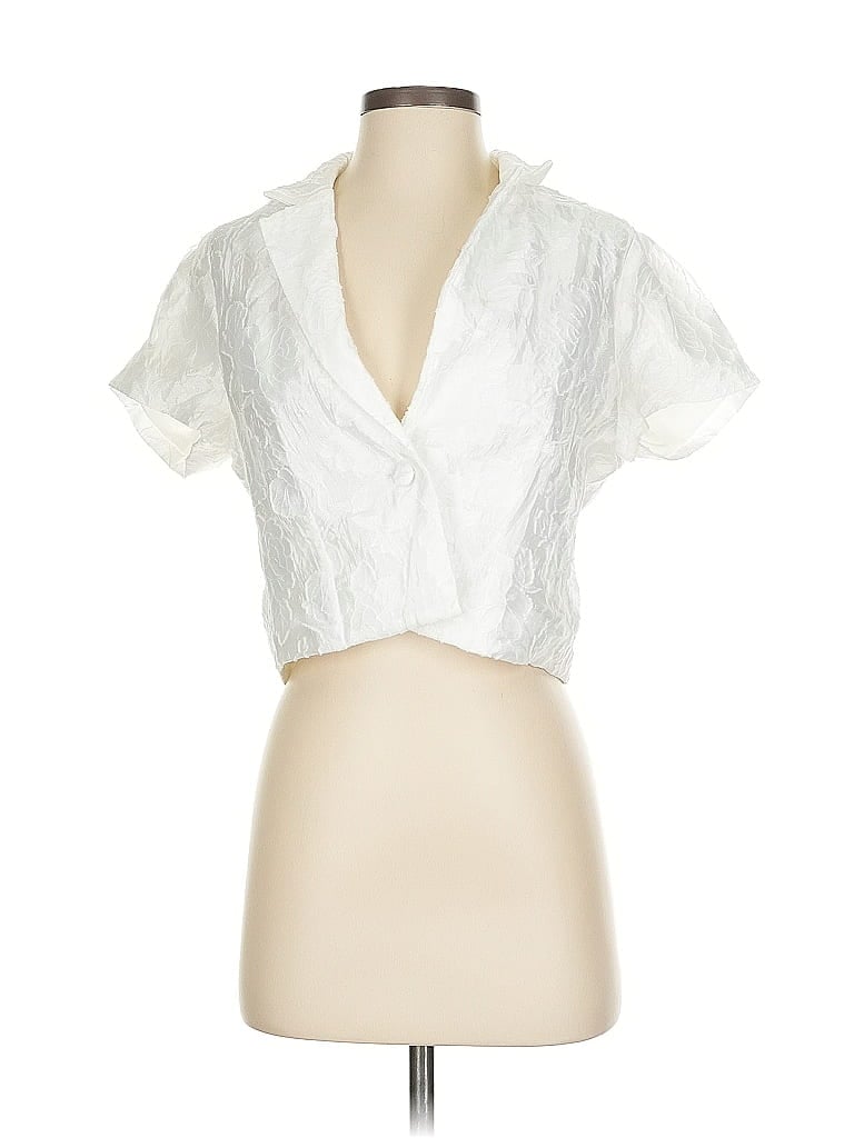 Pre-owned Lulus Short Sleeve Blouse In White