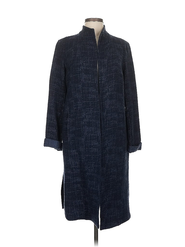 Pre-owned Eileen Fisher Coat In Blue