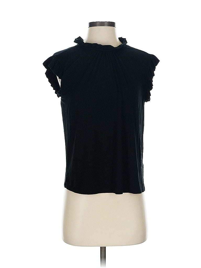Pre-owned Express Short Sleeve Top Black Ruffles Neckline Tops