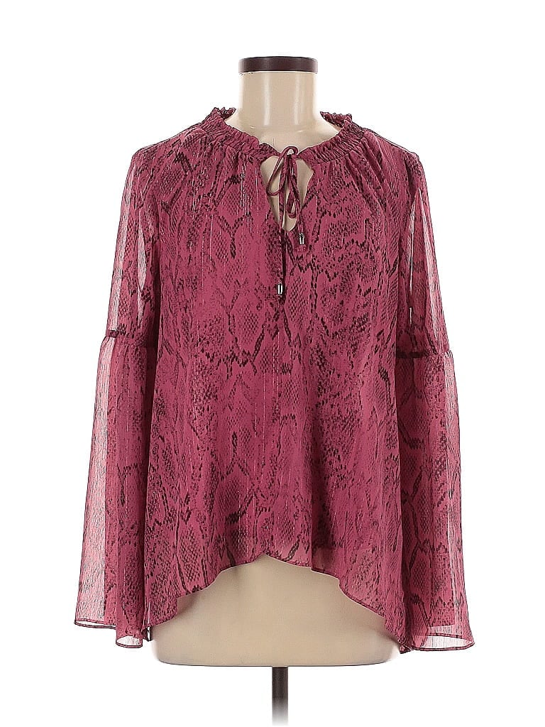 Jennifer Lopez Burgundy Long Sleeve Blouse Size M - photo 1