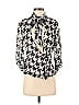 Arden B. 100% Silk Houndstooth Silver Black Long Sleeve Silk Top Size S - photo 1