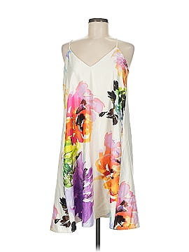 Nicole Miller New York 100% Polyester Tropical White Casual Dress Size 6