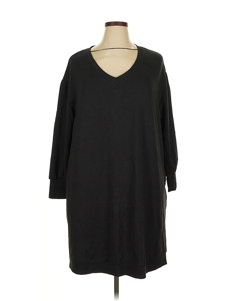 Terra & Sky Solid Black Casual Dress Size 1X - photo 1