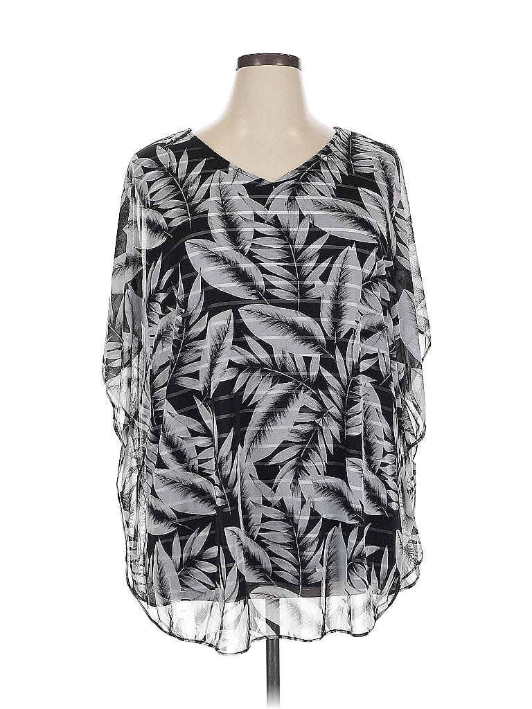 Catherines 100% Polyester Gray Short Sleeve Blouse Size 1X - photo 1