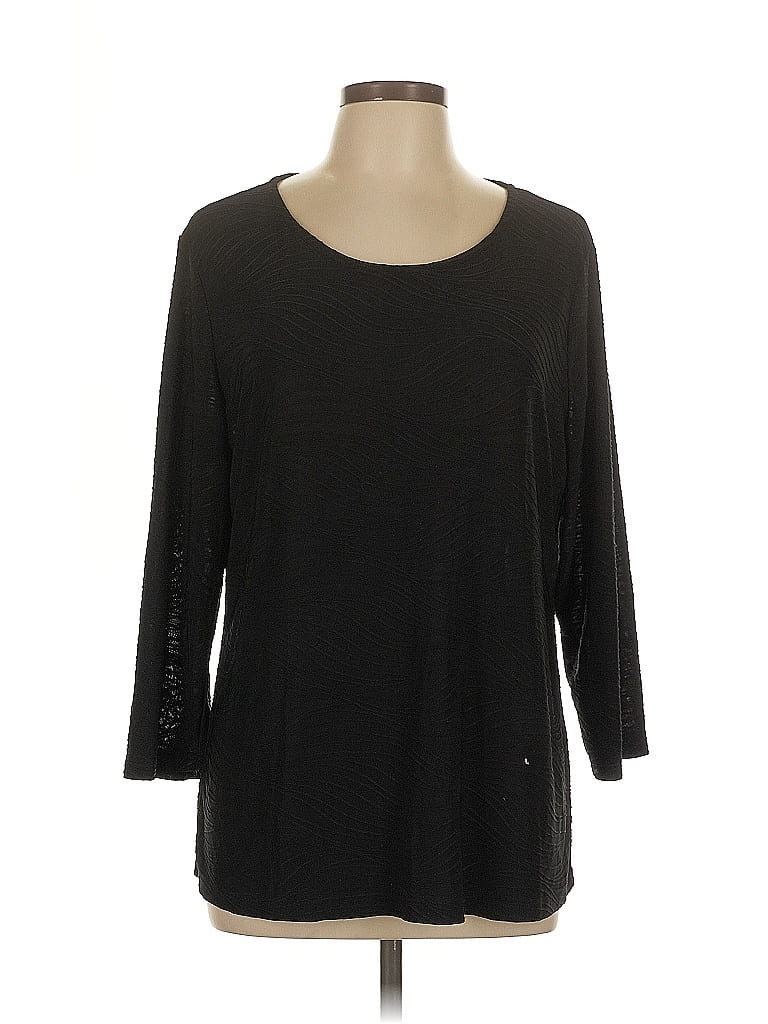 Pre-owned Jm Collection 3/4 Sleeve Top Black Scoop Neck Tops
