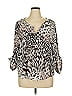 Jennifer Lopez 100% Polyester Animal Print Silver 3/4 Sleeve Blouse Size XL - photo 1