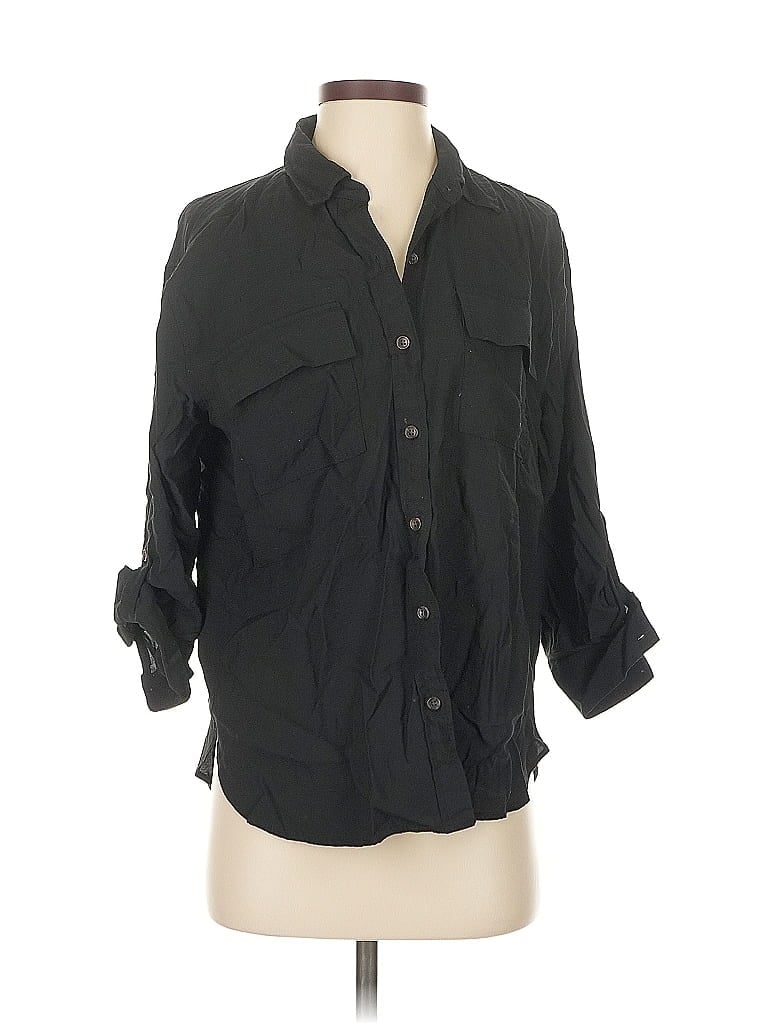 Pre-owned Banana Republic Factory Store 3/4 Sleeve Button Down Shirt In Black