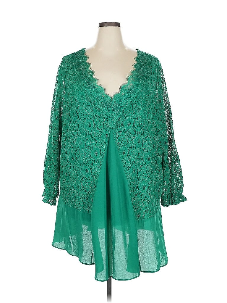 Roaman's Green 3/4 Sleeve Blouse Size 4X - photo 1