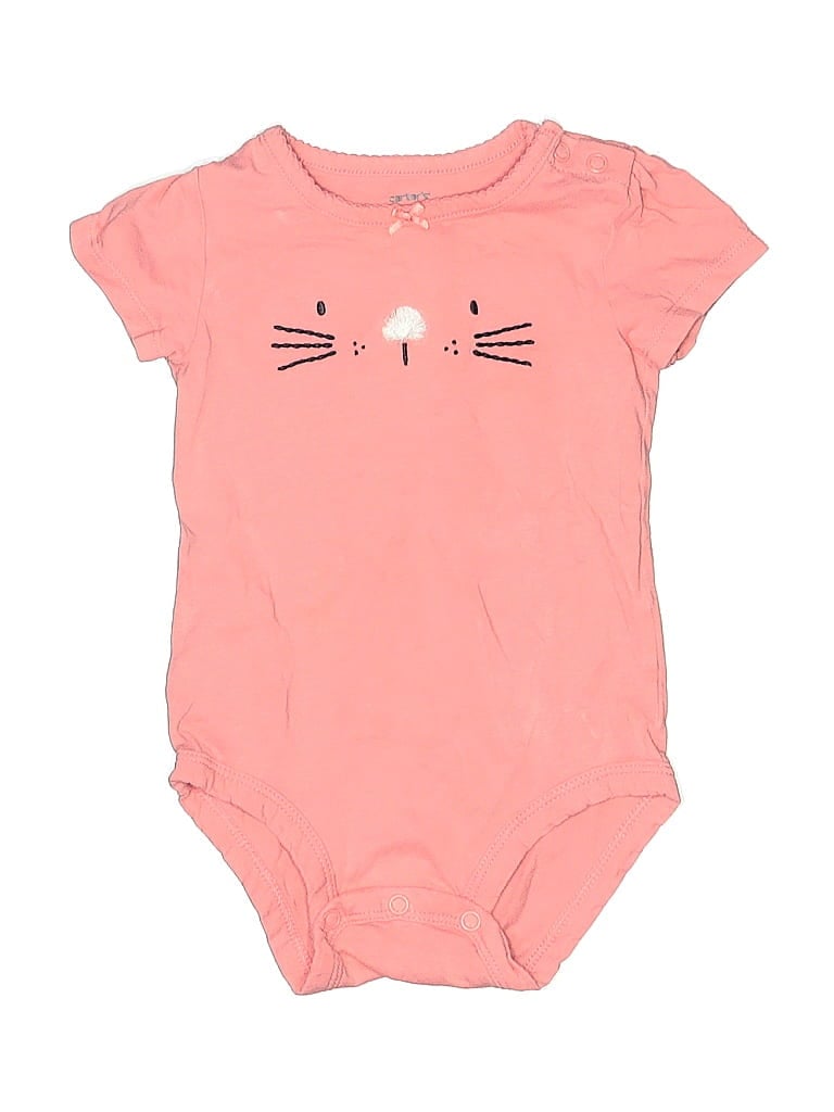 CARTER'S Pre-owned Babies' Short Sleeve Onesie In Pink