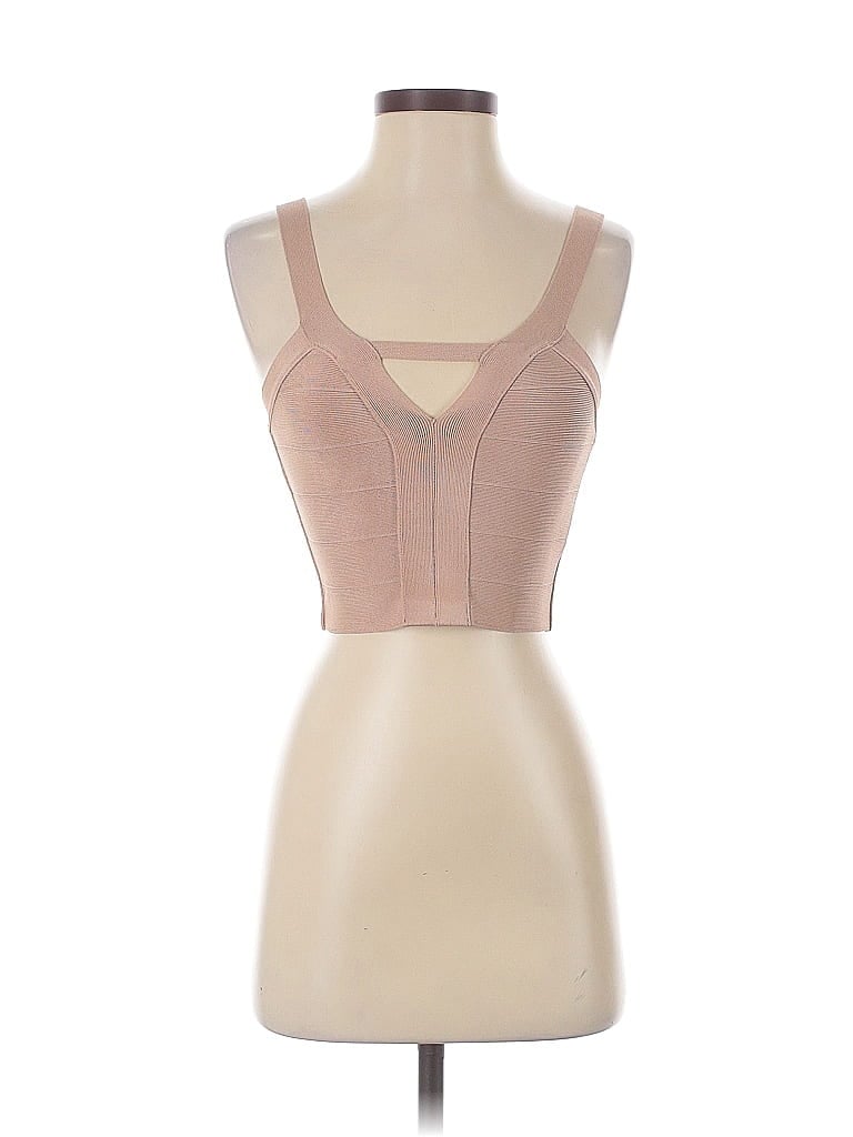 Pre-owned Guess Sleeveless Top Tan Sweetheart Neckline Tops In Brown