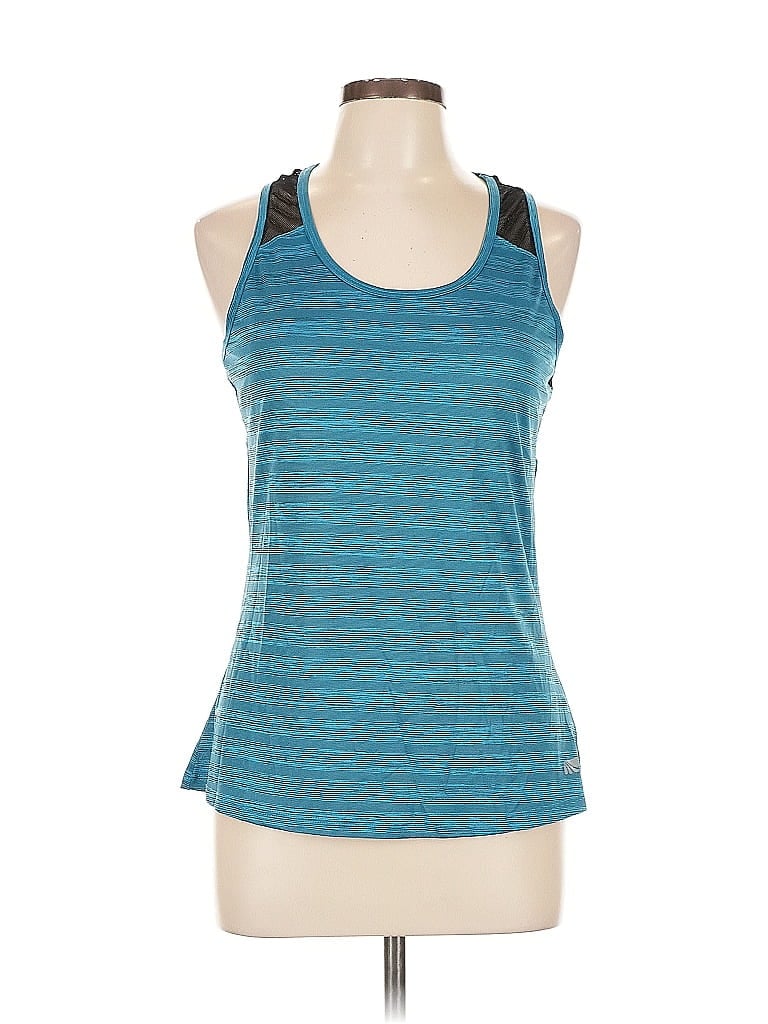 Click to view more detailed imagery on our partner's website Pre-owned Marika Tank Top Blue Halter Neckline Tops