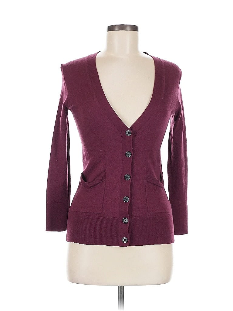Pre-owned Banana Republic Factory Store Wool Cardigan Sweater In Burgundy